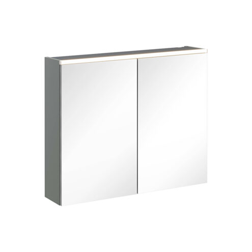 VitrA Gri Core Aynalı Banyo Dolabı 80 Cm, Aydınlatmalı Mat MDF Üzeri PVC (termoform) Kaplama