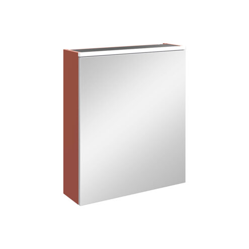 VitrA Beyaz Core Aynalı Banyo Dolabı, 60 Cm, Aydınlatmalı, Sağ Mat Kırmızı MDF Üzeri PVC (termoform) Kaplama