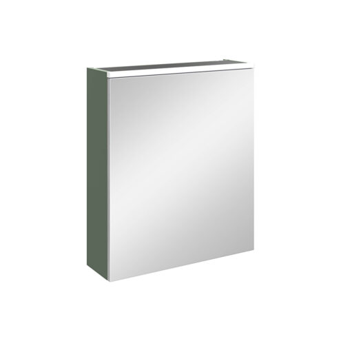 VitrA Beyaz Core Aynalı Banyo Dolabı, 60 Cm, Aydınlatmalı, Sağ Mat Yeşil MDF Üzeri PVC (termoform) Kaplama