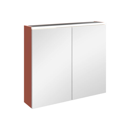 VitrA Beyaz Core Aynalı Banyo Dolabı 80 Cm, Aydınlatmalı Mat Kırmızı MDF Üzeri PVC (termoform) Kaplama