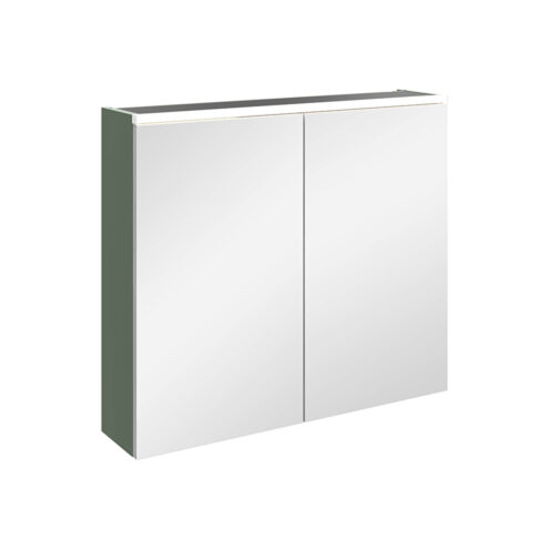 VitrA Beyaz Core Aynalı Banyo Dolabı 80 Cm, Aydınlatmalı Mat Yeşil MDF Üzeri PVC (termoform) Kaplama