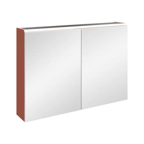 VitrA Beyaz Core Aynalı Banyo Dolabı 100 Cm, Aydınlatmalı Mat Kırmızı MDF Üzeri PVC (termoform) Kaplama