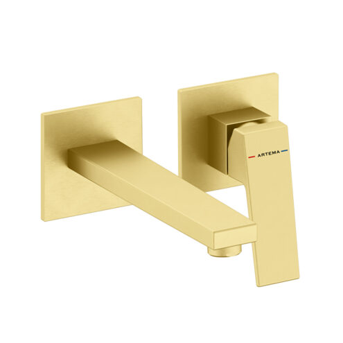 Artema Minimax Square Fırçalı Altın Uzun Ankastre Lavabo Bataryası
