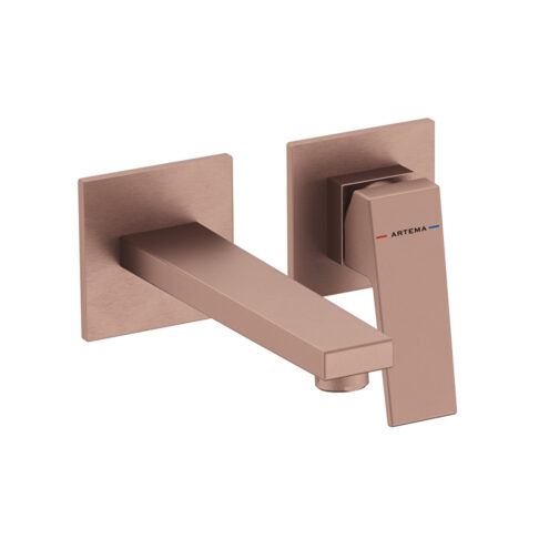 Artema Minimax Square Fırçalı Bakır Uzun Ankastre Lavabo Bataryası