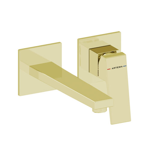 Artema Minimax Square Soft Altın Uzun Ankastre Lavabo Bataryası