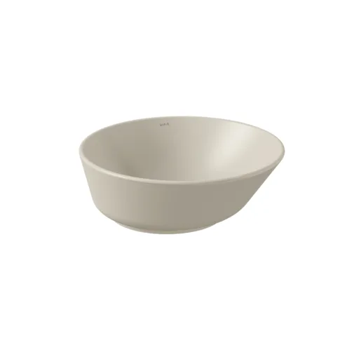VitrA Geo Kum Beji Çanak Lavabo, Yuvarlak, Kompakt, 38×38 cm Armatür Deliksiz, Su Taşma Deliksiz, Mat – 7421B022-0016