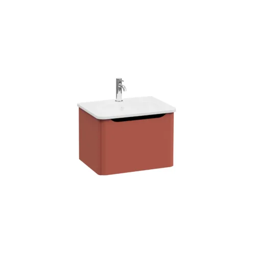 VitrA Integra Round Krom Lavabo Dolabı, 60 cm, Bir Çekmeceli, Tek Armatür Delikli Mat Kırmızı – 69901