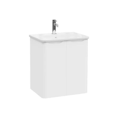 VitrA Integra Round Mat Beyaz Lavabo Dolabı, 60 cm, Iki Kapaklı, Tek Armatür Delikli – 69844