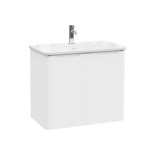 VitrA Integra Round Mat Beyaz Lavabo Dolabı, 80 cm, Iki Kapaklı, Tek Armatür Delikli – 69853