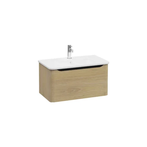 VitrA Integra Round Soft Altın Lavabo Dolabı, 80 cm, Bir Çekmeceli, Tek Armatür Delikli Altın Meşe – 69909