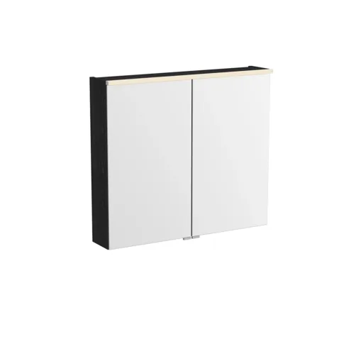 VitrA Metropole Edge Siyah Aynalı Banyo Dolabı, 80 cm, Aydınlatmalı Meşe – 67203