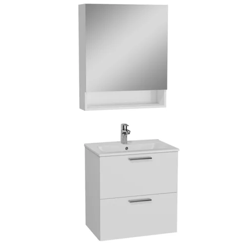 VitrA Mia Beyaz Aynalı 60 cm İki Çekmeceli Raflı Aynalı Banyo Dolabı Seti – 66049