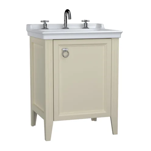VitrA Valarte Krom Lavabo Dolabı, 65 cm, Bir Kapaklı, Etajerli Lavabolu, Üç Armatür Delikli – 62161 – 62161