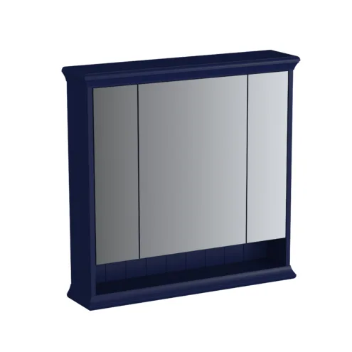 VitrA Valarte Neo Beyaz Aynalı Banyo Dolabı, 80 cm, Üç Kapaklı, Aydınlatmalı Çelik Mavisi – 65793